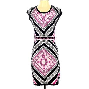 Ali Ro fitted Mini dress hot pink contrast mandala Print small